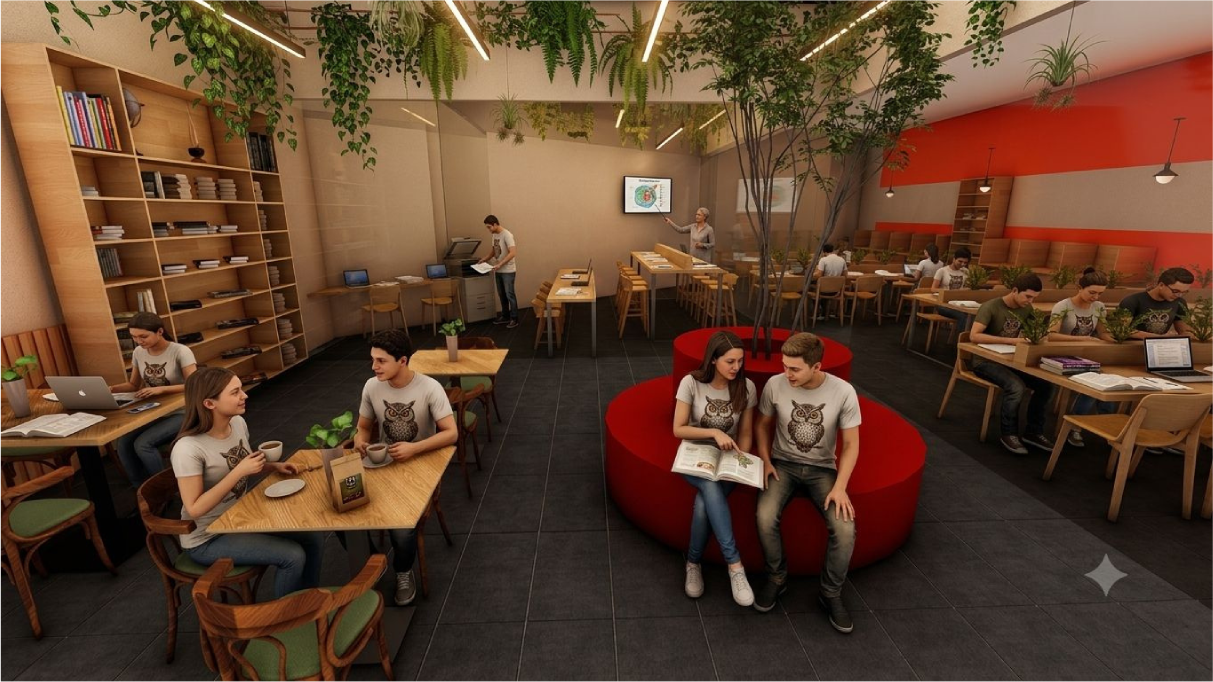 Kafe Kütüphane İç Mekan